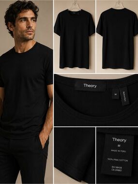 THEORY- Black Pima Cotton Crewneck Tee